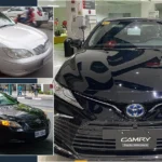 Toyota Camry vehicle collage showing selected model versions
