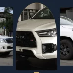Toyota Hilux vehicle collage showing selected model versions